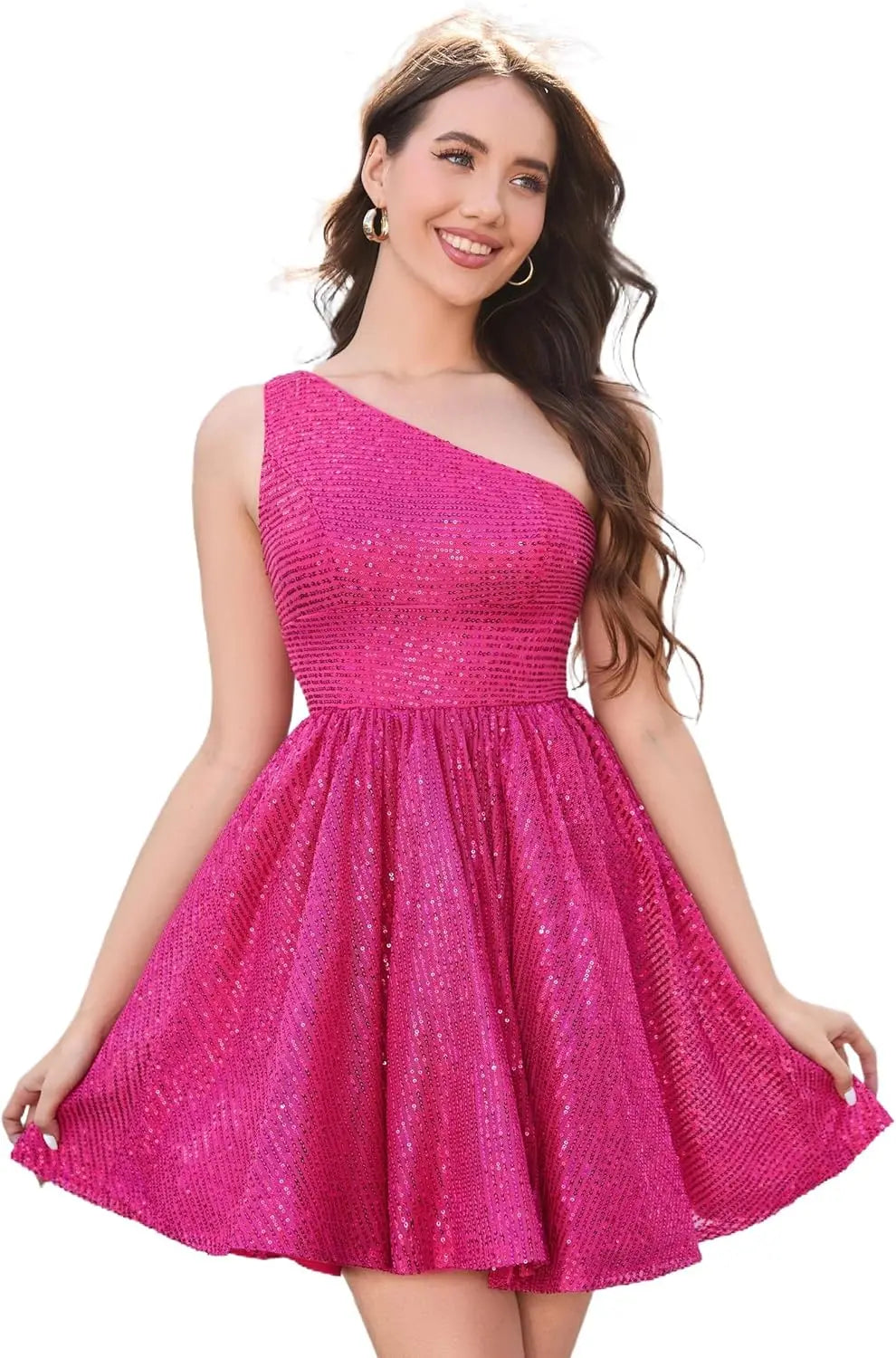 Graduation Dress Sparkly Sequin One Shoulder Short Homecoming Dress for Teens Mini Cocktail Dresses short prom Club Gowns