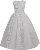 Vestidos de tul para niña de las flores para boda, vestido de primera comunión, vestido de dama de honor de encaje para niña, vestido de fiesta de desfile 