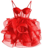Organza Tüll Homecoming Kleider Spaghettiträger Lagen Kurzes Ballkleid Sweetheart Cocktailkleid Cocktailkleid 