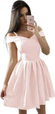 Vestidos cortos con hombros descubiertos para adolescentes (2025), vestido de fiesta con tirantes finos y bolsillos, vestido de dama de honor para fiesta de bodas. 