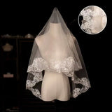 White Ivory Red Black Bridal Veil Lace Short Elbow Wedding Tulle Appliques Embroidery Edge Long Cathedral Bride Veils 1.4M 265cm