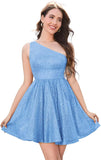 Graduation Dress Sparkly Sequin One Shoulder Short Homecoming Dress for Teens Mini Cocktail Dresses short prom Club Gowns