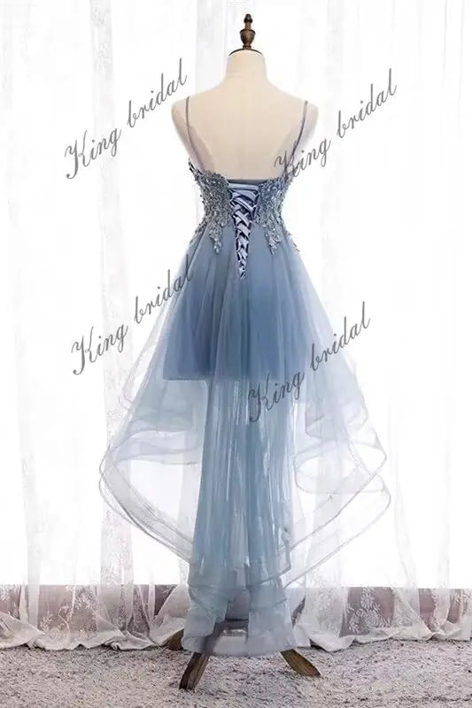Lace Applique Homecoming Dresses 2025 High Low Spaghetti Straps Tulle Short Prom Dress for Teens Glitter Quinceanera Dress Gowns