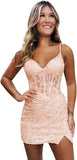 Sparkly Sequin Homecoming Dresses for Teens Short Tight Appliques Mini Formal Prom Cocktail Gown 2025 Wedding Party Dresses