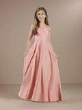 Mädchen Träger Junior Brautjungfer Kleid für Hochzeit Satin Festzug Blumenmädchen Kleider Festzug für Teenager Prinzessin Kleid 