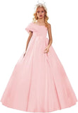 Satin One Shoulder Flower Girl Dresses for Wedding Ball Gown Puffy Pageant Gown Cute First Communion Dress princess dress