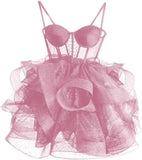 Organza Tüll Homecoming Kleider Spaghettiträger Lagen Kurzes Ballkleid Sweetheart Cocktailkleid Cocktailkleid 