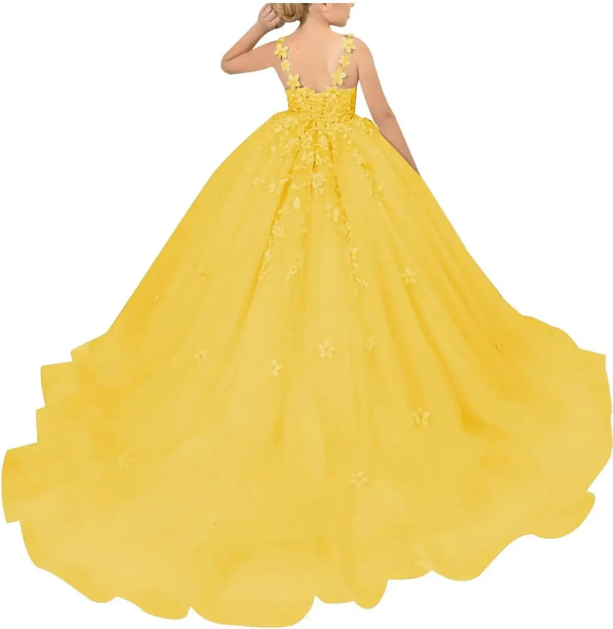 Tulle Flower Girl Dresses for Wedding Floral Appliques Princess Pageant Dress Girls Birthday Party Ball Gown
