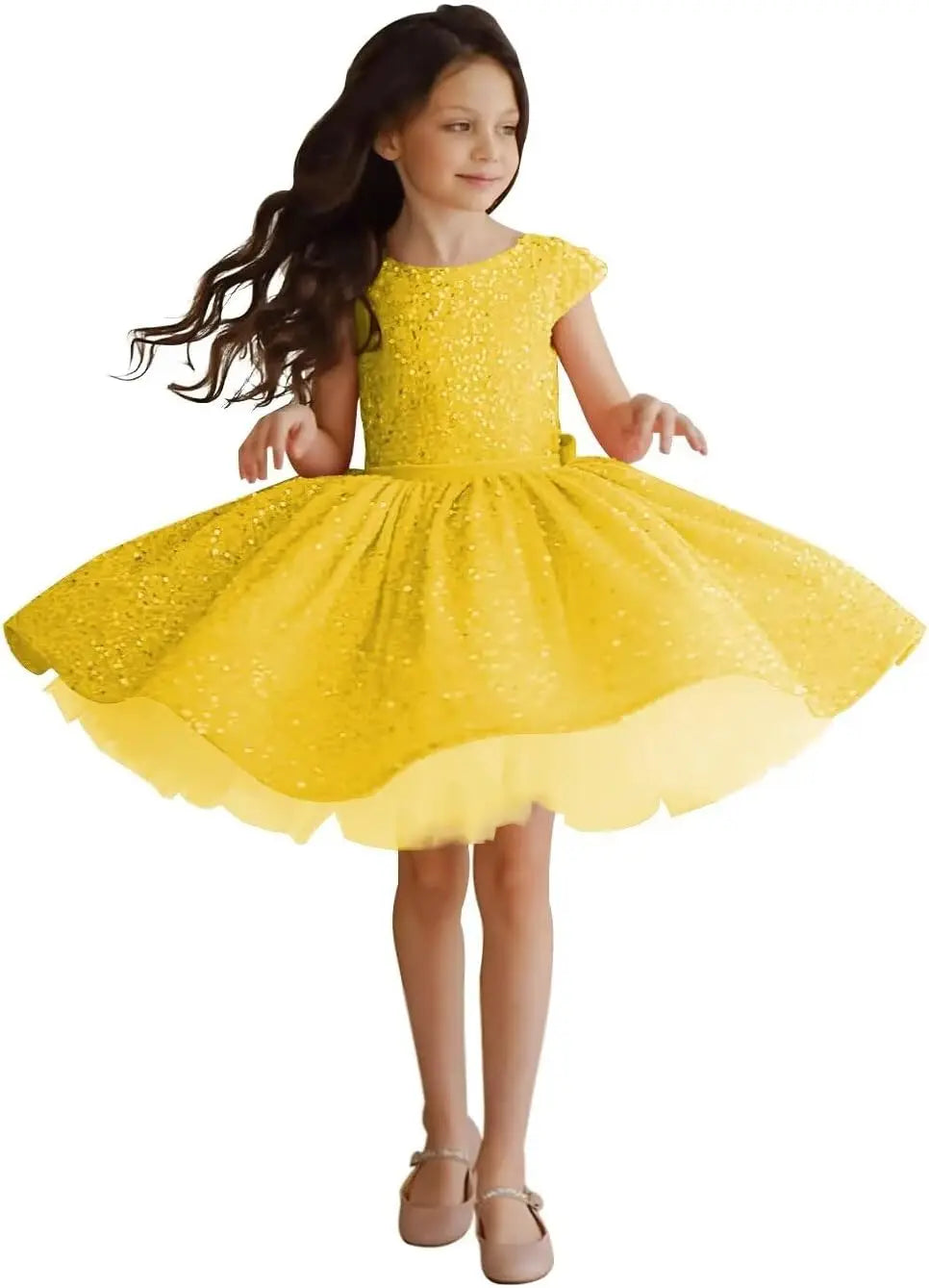 Vestido de desfile para niña, vestido de lentejuelas para niña de flores, tutú corto de tul, vestido de princesa, vestido de desfile para boda, vestido de princesa 
