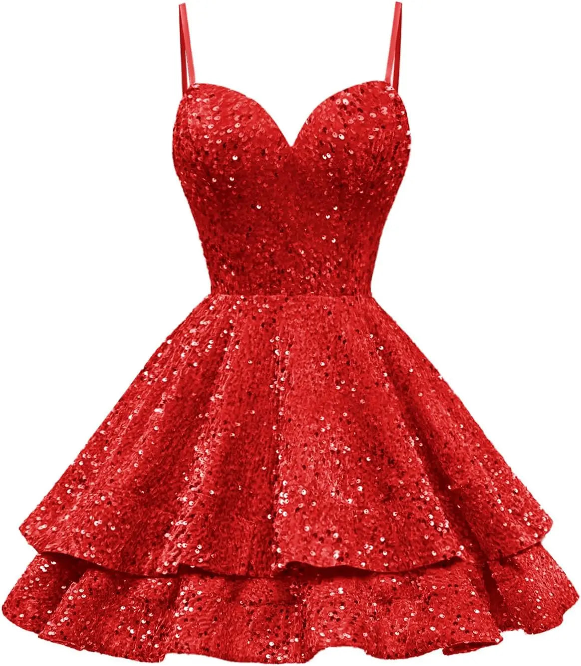 Tiered Sequin Homecoming Dresses Short for Teens 2025 Spaghetti Straps A-Line Prom Dress mini dress  party dresses