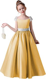 Festzugskleider für Mädchen, Satin, Blumenmädchenkleid, Flügelärmel, Ballkleid mit Pailletten, Prinzessinnenkleid für Geburtstagsparty, Festzugskleid für Mädchen 