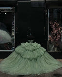 Puffy Tulle Quinceanera Dresses Ball Gown Strapless Long Sweet 16 Dress Sweetheart Sparkly Evening Gown ball gown dress