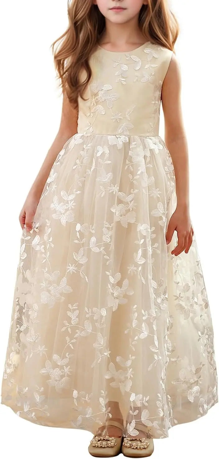 A line Wedding Pageant Lace Flower Girl Dress with Belt 2-12 Year Old baby girl dress  elegant dress women for wedding