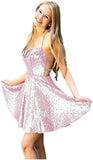 Vestidos de fiesta formales con cuello halter y lentejuelas para mujer, cortos, sin espalda, con lentejuelas azules, para cóctel 