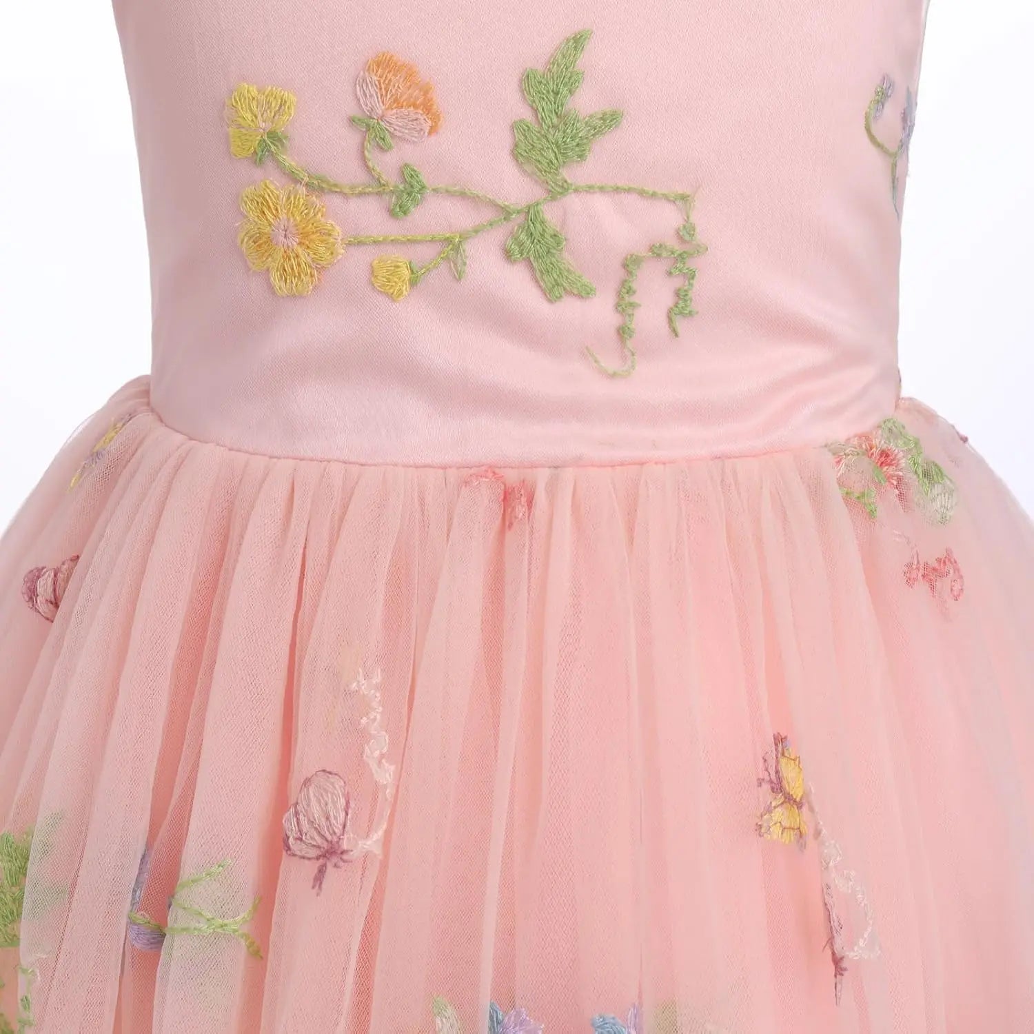 Vestido de niña de las flores, princesa, sin mangas, floral, bordado, para verano, boda, desfile, cumpleaños, tutú, vestido de tul 