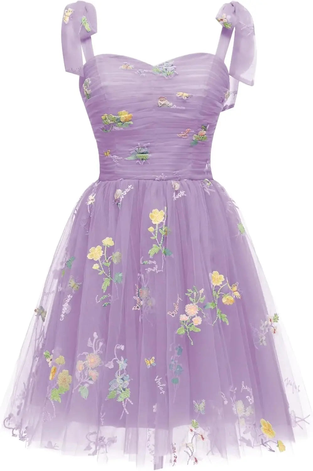 Vestidos cortos de fiesta para adolescentes con bordado de flores, tul, tirantes finos, largo hasta la rodilla, con margaritas y estampado floral. 