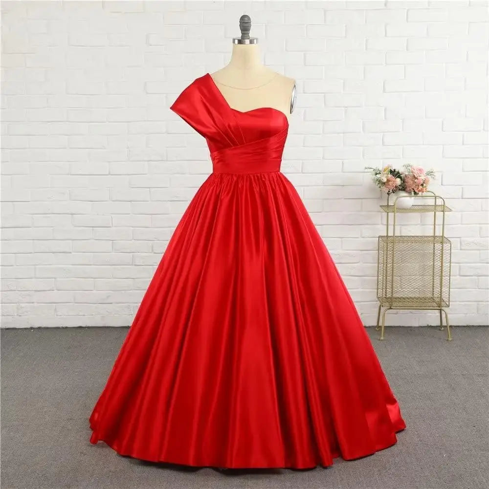 Satin One Shoulder Flower Girl Dresses for Wedding Ball Gown Puffy Pageant Gown Cute First Communion Dress princess dress