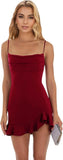 Vestidos cortos de fiesta ajustados para mujer, con tirantes finos y bajo con volantes, para cóctel y club. 