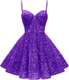 Spaghetti Straps Sequin Homecoming Dress Short Prom Gown with Pockets Evening Party Gowns cocktail dress  party mini dresses