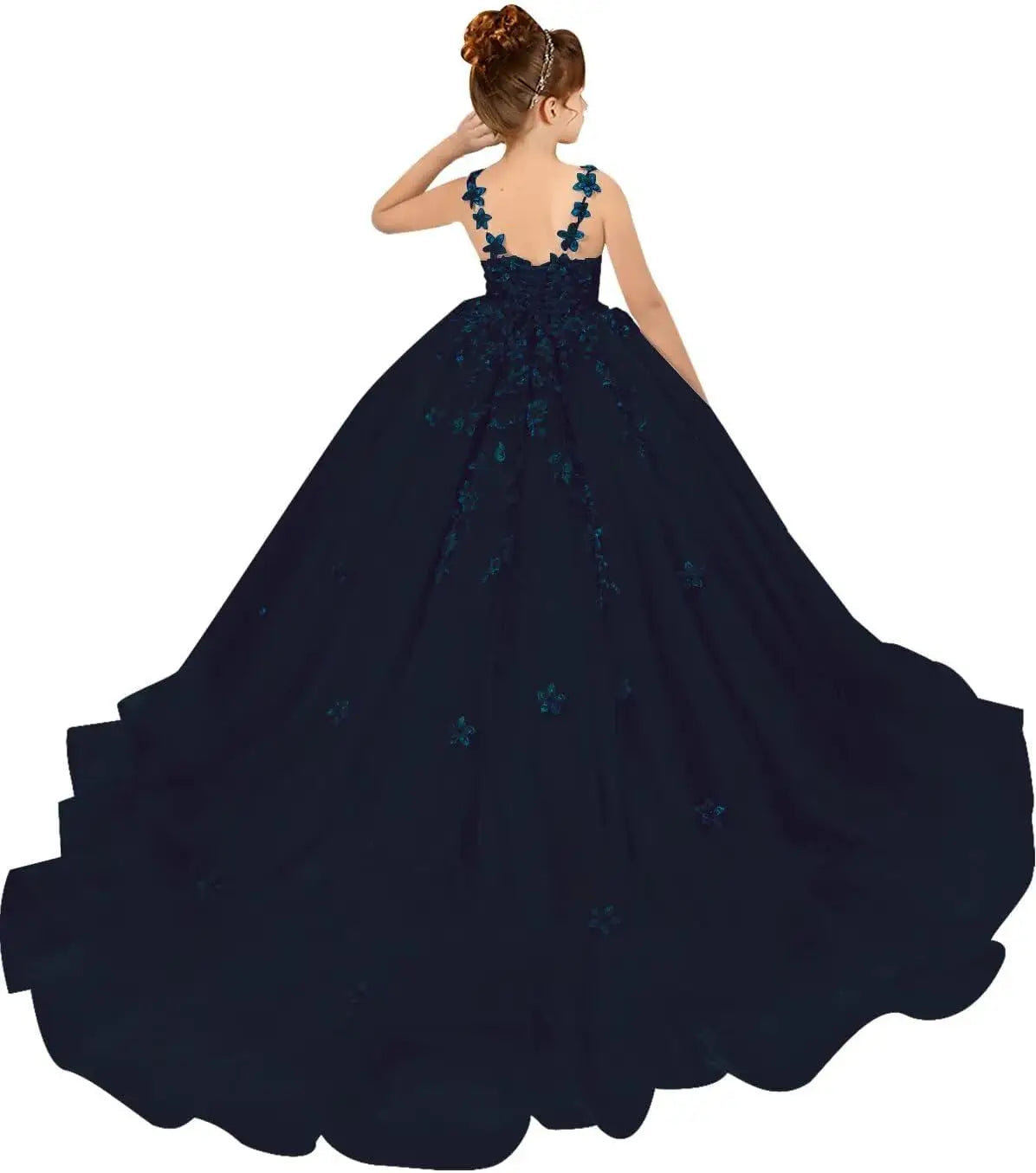 Tulle Flower Girl Dresses for Wedding Floral Appliques Princess Pageant Dress Girls Birthday Party Ball Gown