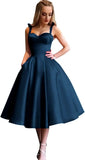 Damen Spaghettiträger Kurzes Satin Ballkleid Homecoming Kleid Sweetheart A-Linie Ballkleid Cocktailkleid mit Tasche 