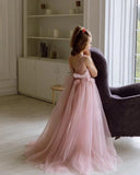 Vestido de princesa para niña de las flores, vestido rosa para bebé, vestidos de dama de honor junior, vestido largo de tul con tutú y encaje, vestidos de niña para bodas 
