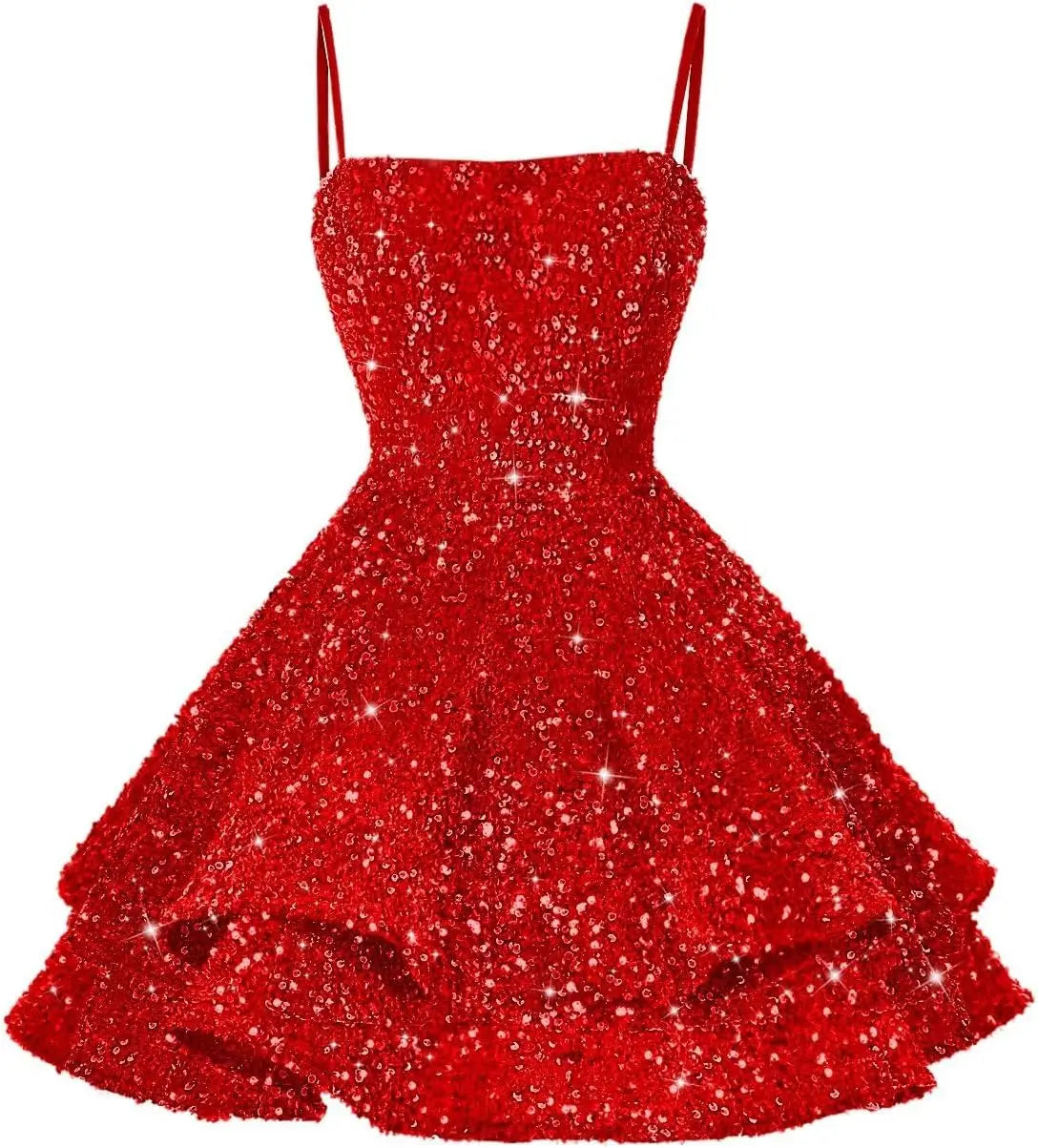 Kurze Pailletten-Heimkehrkleider für Teenager 2025, glitzernde Spaghettiträger, Sweet 16-Abschlussball-Cocktailkleid, Ballkleid, Partykleider 