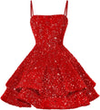 Sequin Short Homecoming Dresses for Teens 2027 Sparkly Spaghetti Straps Sweet 16 Prom Cocktail Dress ball gown  party dresses