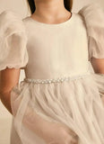 Vestidos de verano para niñas, de malla transpirable, largos, para bodas, con mangas, de princesa. 