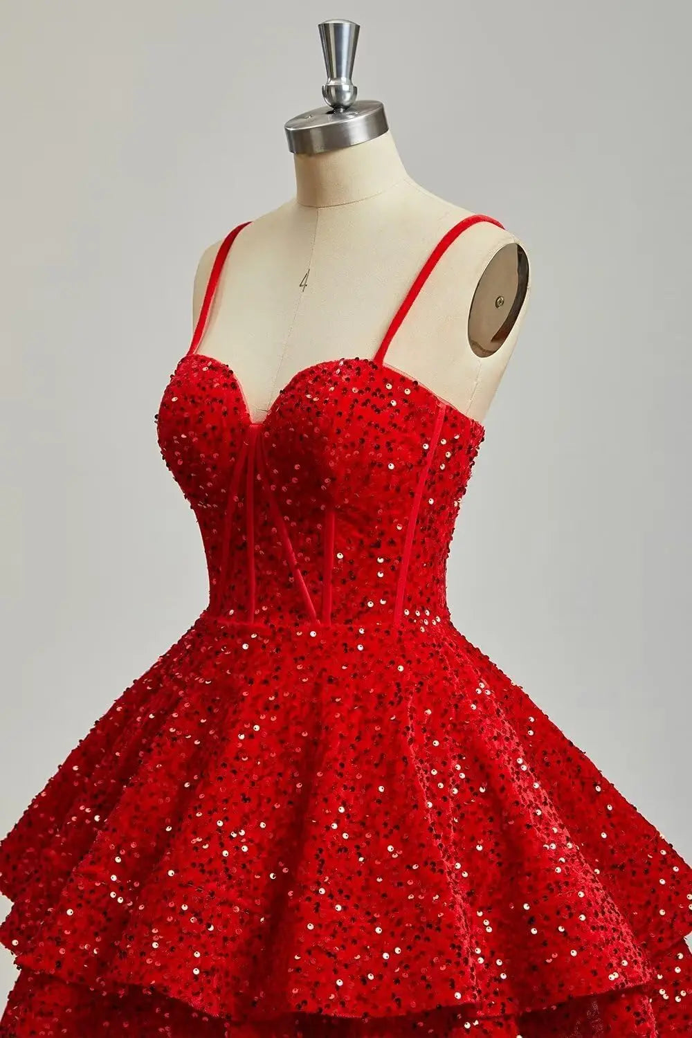 Vestidos de fiesta de graduación con lentejuelas brillantes para adolescentes, tirantes finos, corsé, vestido de cóctel con capas brillantes 