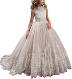 Princess Lilac Long Girls Pageant Dresses Kids Prom Puffy Tulle Ball Gown flower girl dress girls dresses for party and wedding