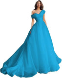 Custom made One Shoulder Tulle Prom Dresses Long Quinceanera Dress Ball Gown Organza Puffy Wedding Dress for Bride Bridal Gowns