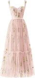 Custom Made Women's Flower Embroidery Tulle Prom Dresses Tea Length Corset A Line Fairy Formal Evening Party Gown Bridesmaid
