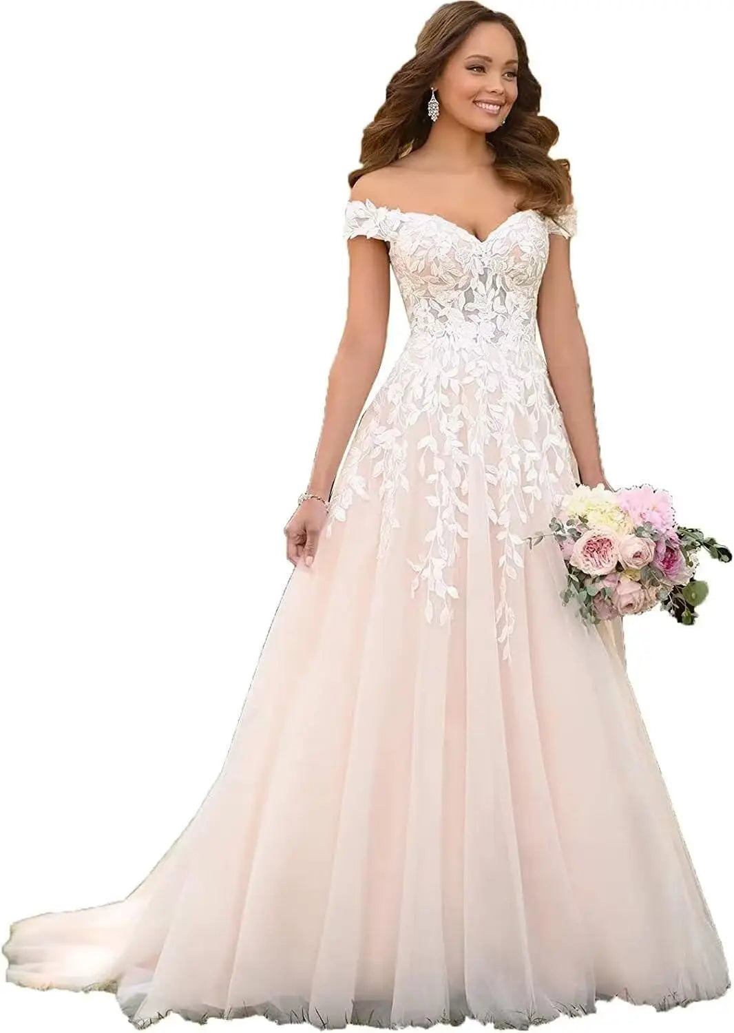 Vestidos de novia con apliques de encaje para novia 2025, vestidos de novia para bodas en la playa para mujeres, vestido de novia de talla grande 