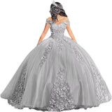 Luxury Off Shoulder Quinceanera Dresses Puffy Floral Lace Beaded Prom Dresses Sweet 15 16 Ball Gown with Train Quinceanera Gowns