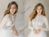 Off white tulle wedding dress lace wedding gown bohemian bridal separates Two piece  simple wedding dresses