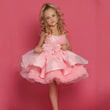 Sequins Knee Length Kids Little Bride Evening Party First Communion Ball Gowns Pink Satin Flower Girl Dresses for Weddings