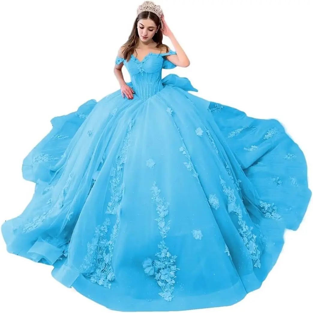 Sweetheart Ball Gown Quinceanera Dresses Bead Appliques Flower Long Prom Dress Party Gowns Vestidos  party dress