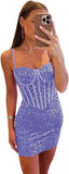 Vestidos de fiesta ajustados y cortos con lentejuelas brillantes para adolescentes, escote corazón y cuentas, vestidos de cóctel, vestidos de fiesta 