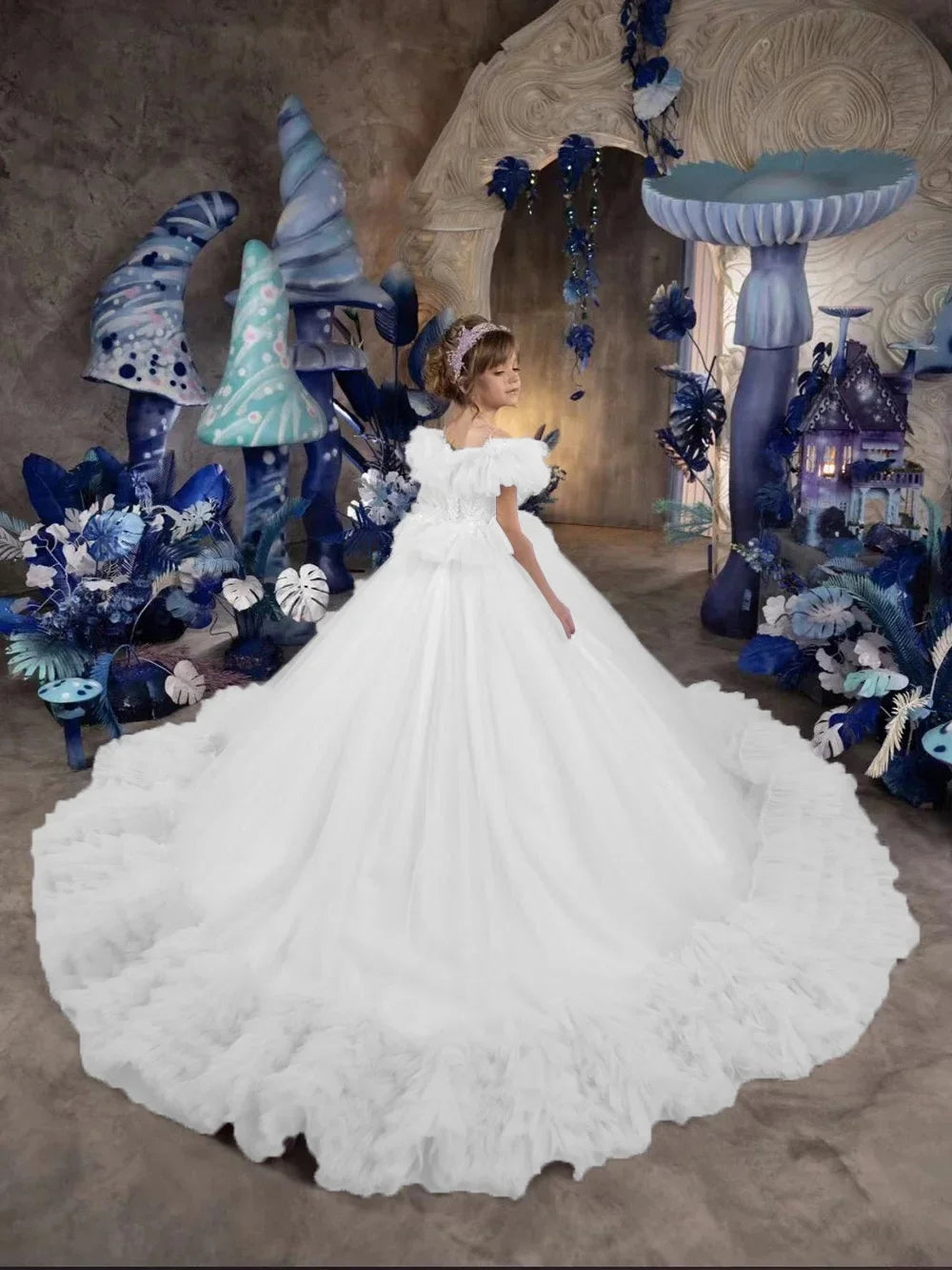 Wedding Ruffles Floor Length Girl Kids Birthday Ball Gown First Holy Communion Gowns Customized Princess Flower Girl Dresses
