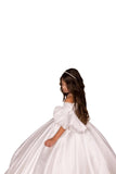 Custom made Tulle flower Lace flower girl dress Ivory flower girl dresses First communion gown Junior bridesmaid princess gowns
