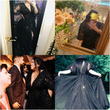 Vestidos de fiesta formales de noche largos de talla grande con mangas abullonadas de tul estrellado brillante para mujer con abertura 