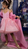 Knee Length Kids Bespoke Occasion Dresss First Holy Communion Gowns Sequins Flower Girl Dresses For Wedding Bow Ribbons