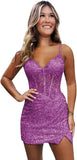 Sparkly Sequin Homecoming Dresses for Teens Short Tight Appliques Mini Formal Prom Cocktail Gown 2025 Wedding Party Dresses
