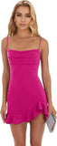 Vestidos cortos de fiesta ajustados para mujer, con tirantes finos y bajo con volantes, para cóctel y club. 