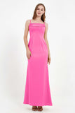 Spaghetti Straps Crepe Sheath Formal Evening Dresses Long Prom Bridesmaid Dress Gowns