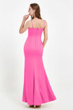Spaghetti Straps Crepe Sheath Formal Evening Dresses Long Prom Bridesmaid Dress Gowns