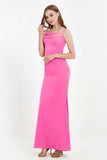 Spaghetti Straps Crepe Sheath Formal Evening Dresses Long Prom Bridesmaid Dress Gowns