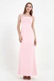 Spaghetti Straps Crepe Sheath Formal Evening Dresses Long Prom Bridesmaid Dress Gowns