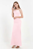Spaghetti Straps Crepe Sheath Formal Evening Dresses Long Prom Bridesmaid Dress Gowns